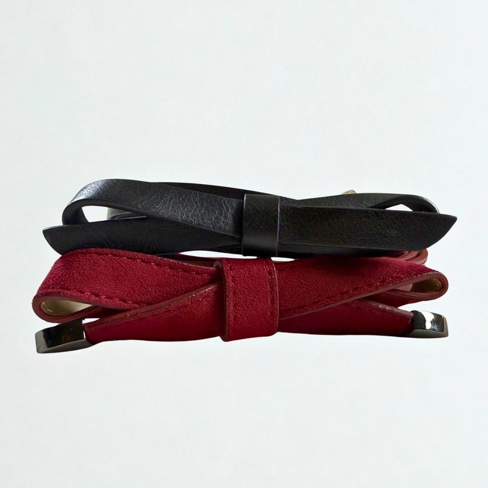 Bow Skinny Belt Bundle Womens 38" Red Black Coquette Balletcore Feminine Chic